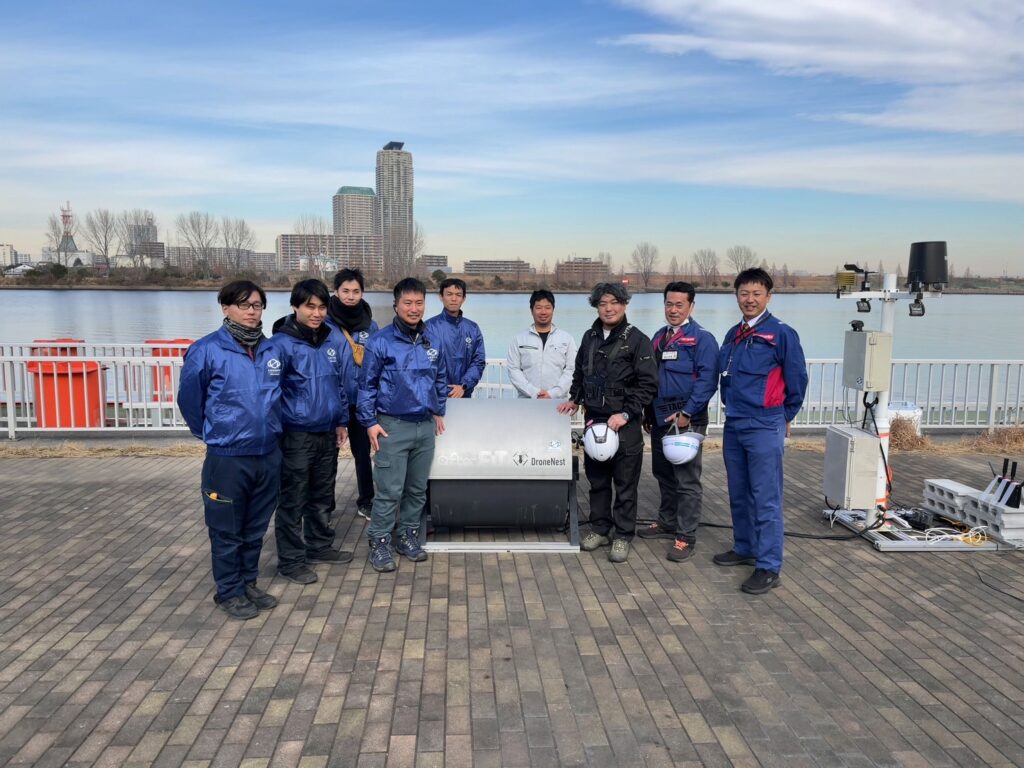荒川下流河川事務所の実施する「河川上空を活用したドローン利用の更なる活性化に向けた実証実験」にて、2機同時運航を実施