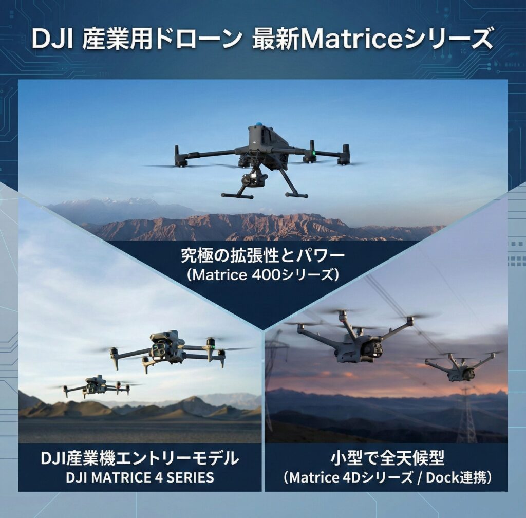 DJI産業用ドローン比較｜Matrice 4E・4T・4D・4TD・Matrice 400を用途・スペックで選ぶ